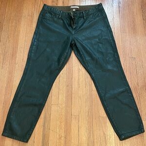 New BR Dark Green coated denim ankle Jeans